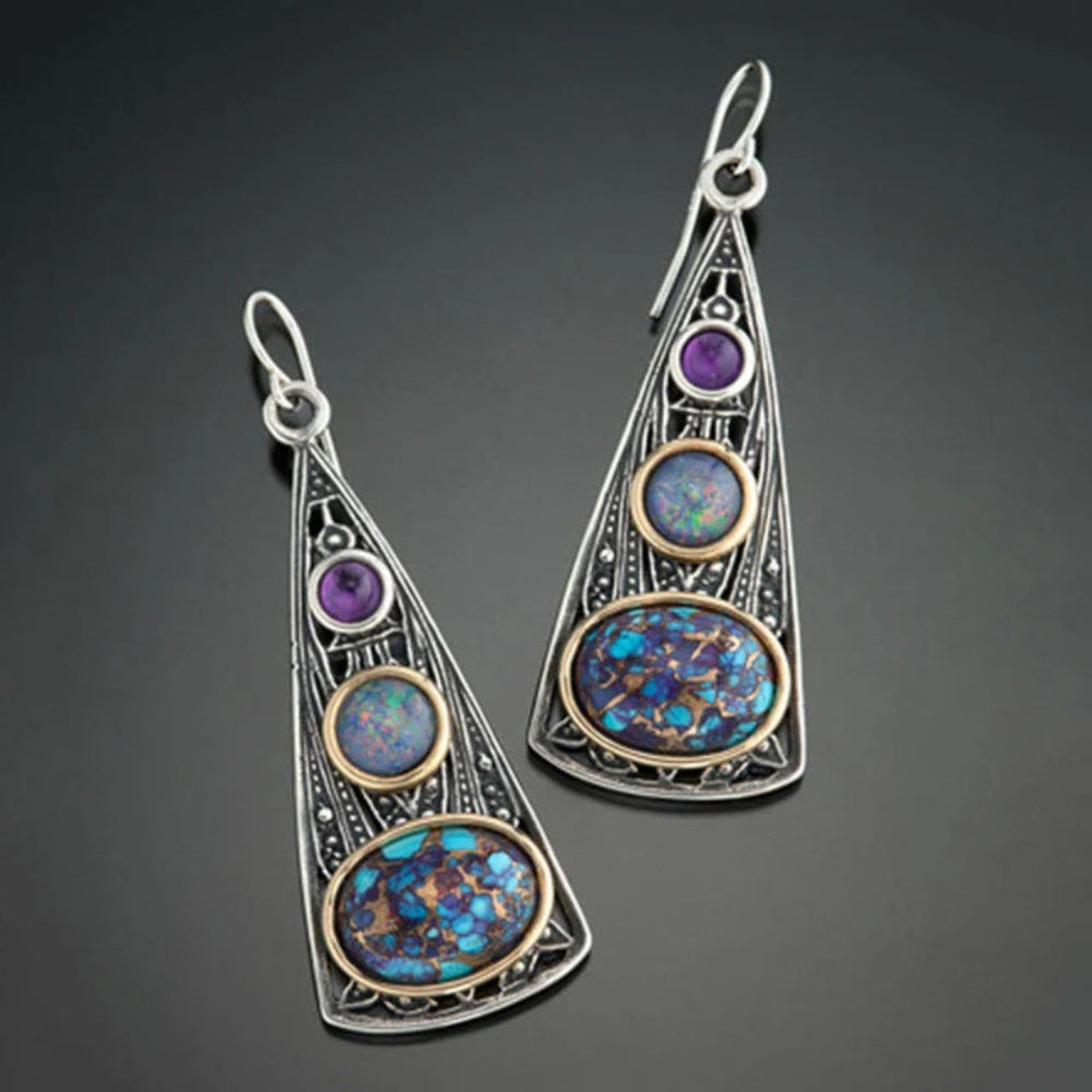 Bohemian Vintage Silver Dangle Earrings - Diane Jewelry