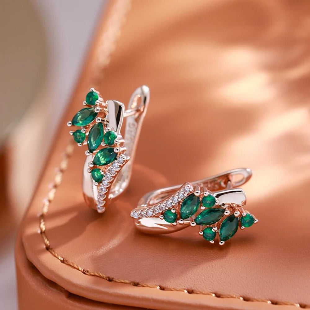 Emerald Crystal Gold Huggie Earrings - Diane Jewelry