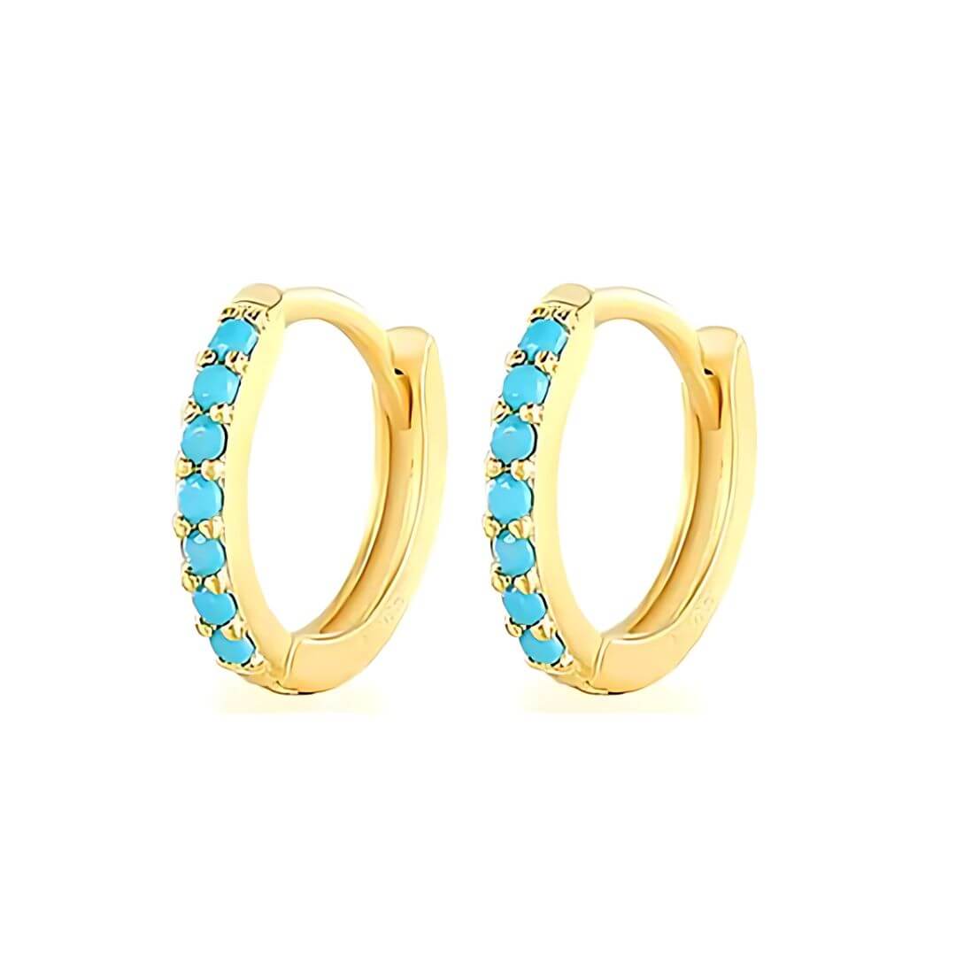 Emerald Color Gold Huggie Earrings - Diane Jewelry