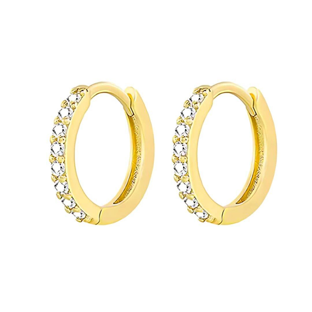 Emerald Color Gold Huggie Earrings - Diane Jewelry
