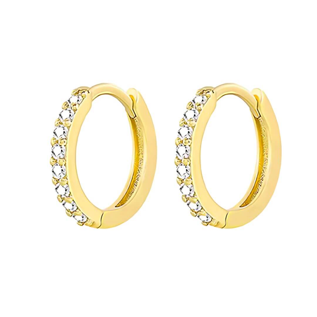 Emerald Color Gold Huggie Earrings - Diane Jewelry