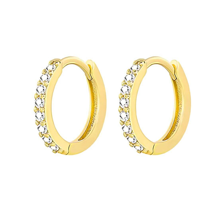 Emerald Color Gold Huggie Earrings - Diane Jewelry