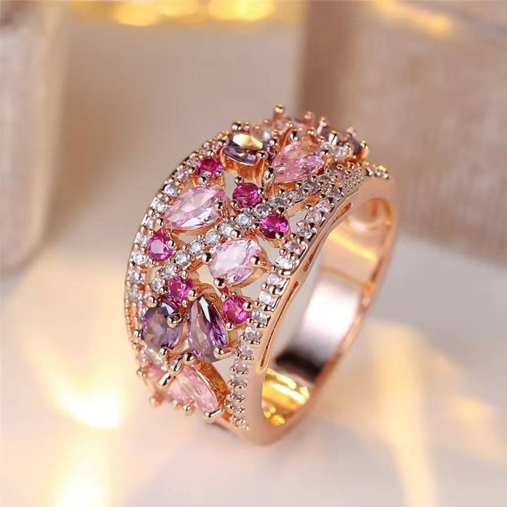 Rose Gold Floral Statement Ring - Diane Jewelry