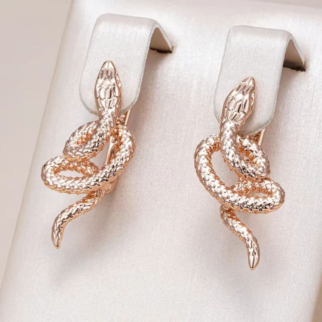Gold Snake Drop Earrings - Diane Jewelry