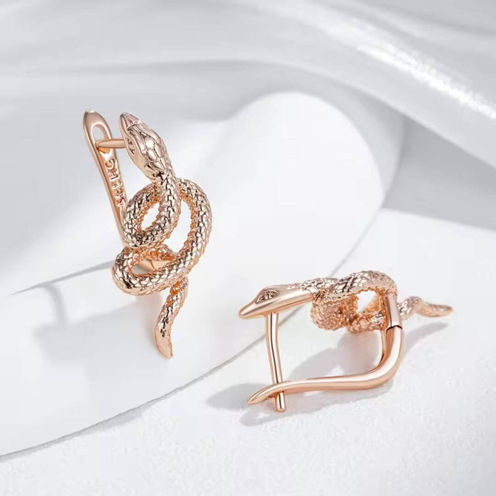 Gold Snake Drop Earrings - Diane Jewelry