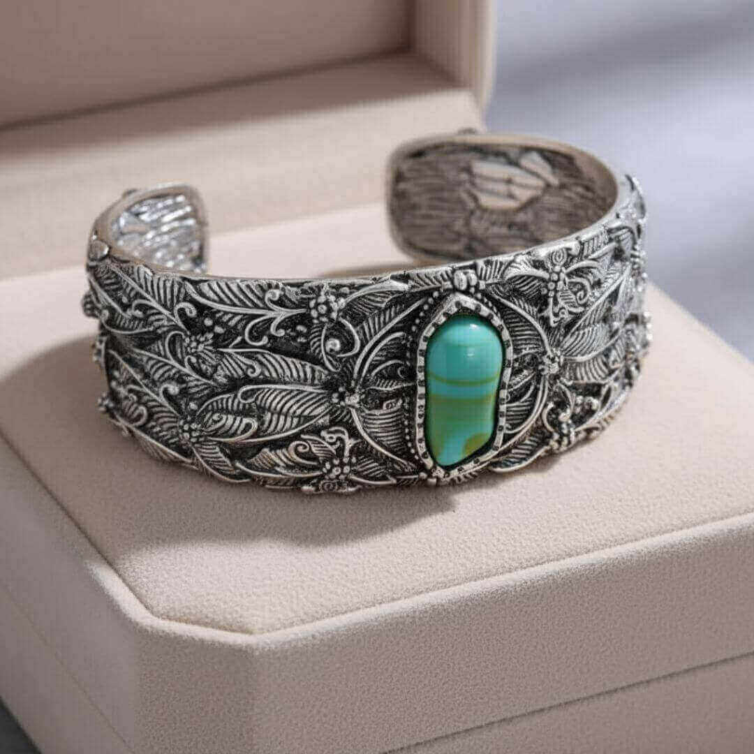 Turquoise Filigree Silver Cuff Bracelet