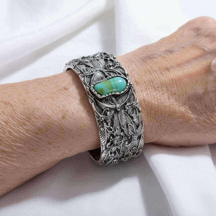 Turquoise Filigree Silver Cuff Bracelet