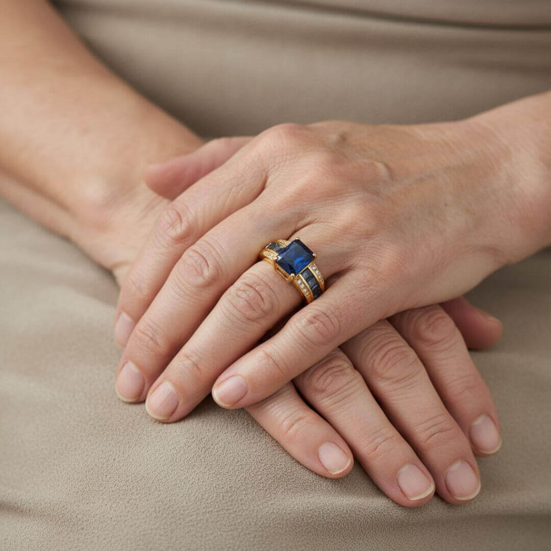 Blue Sapphire Gold Cocktail Ring