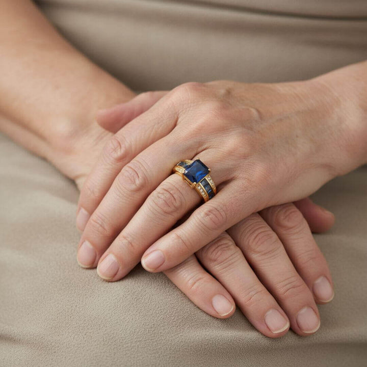 Blue Sapphire Gold Cocktail Ring