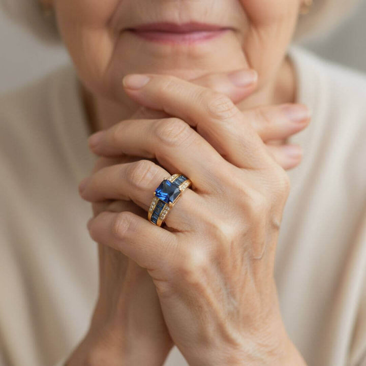 Blue Sapphire Gold Cocktail Ring