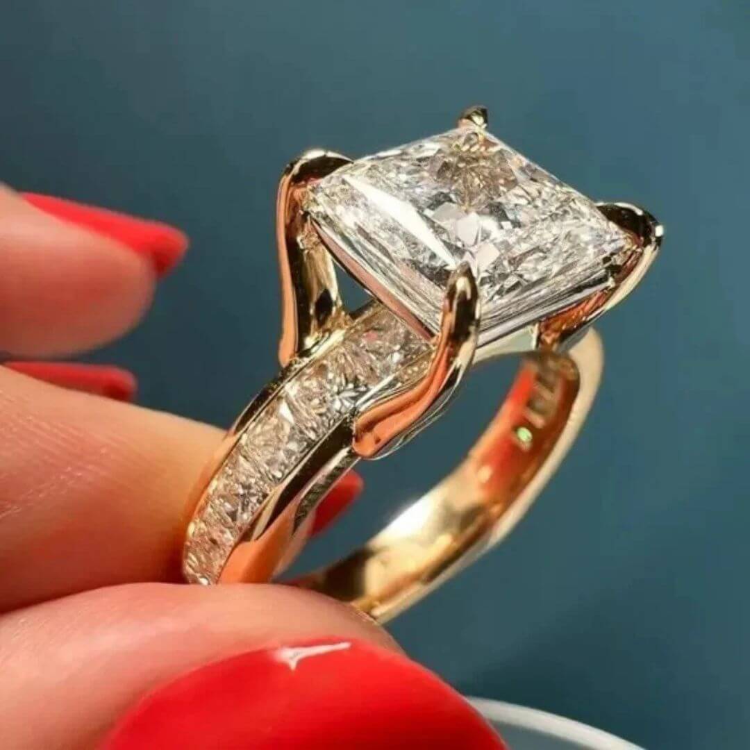 Princess Cut Gold Engagement Ring - Diane Jewelry