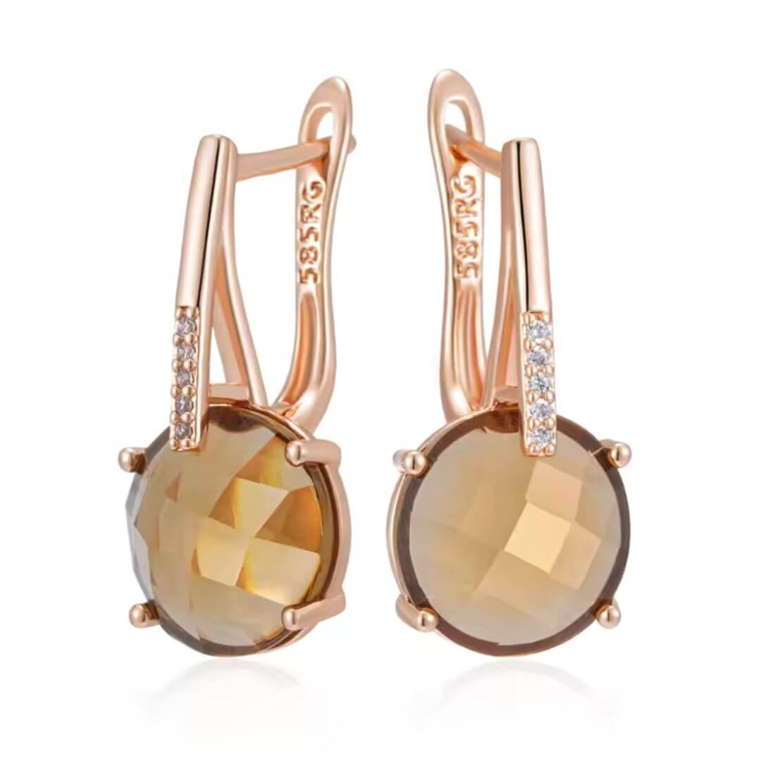 Golden Crystal Rose Gold Earrings - Diane Jewelry