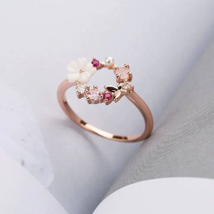 Rose Gold Floral Butterfly Ring - Diane Jewelry