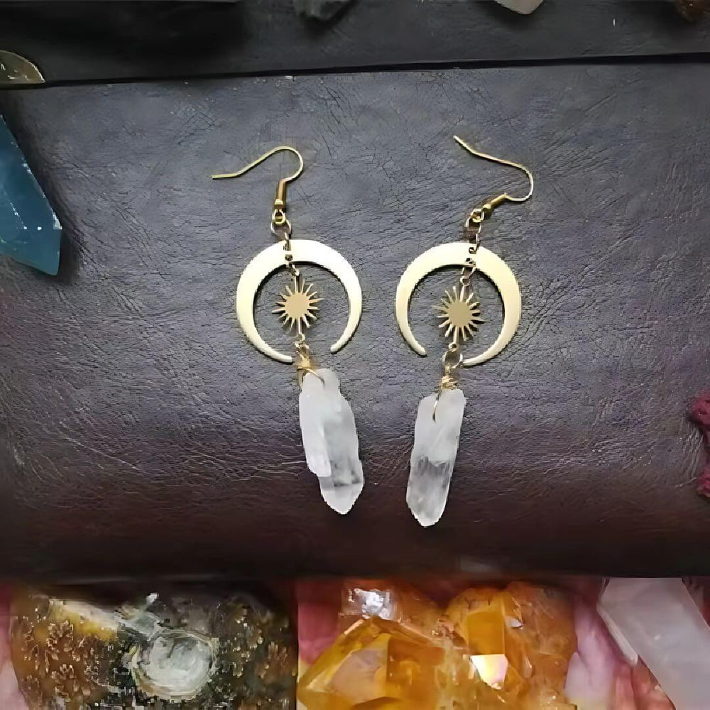 Boho Moon Crystal Drop Earrings - Diane Jewelry