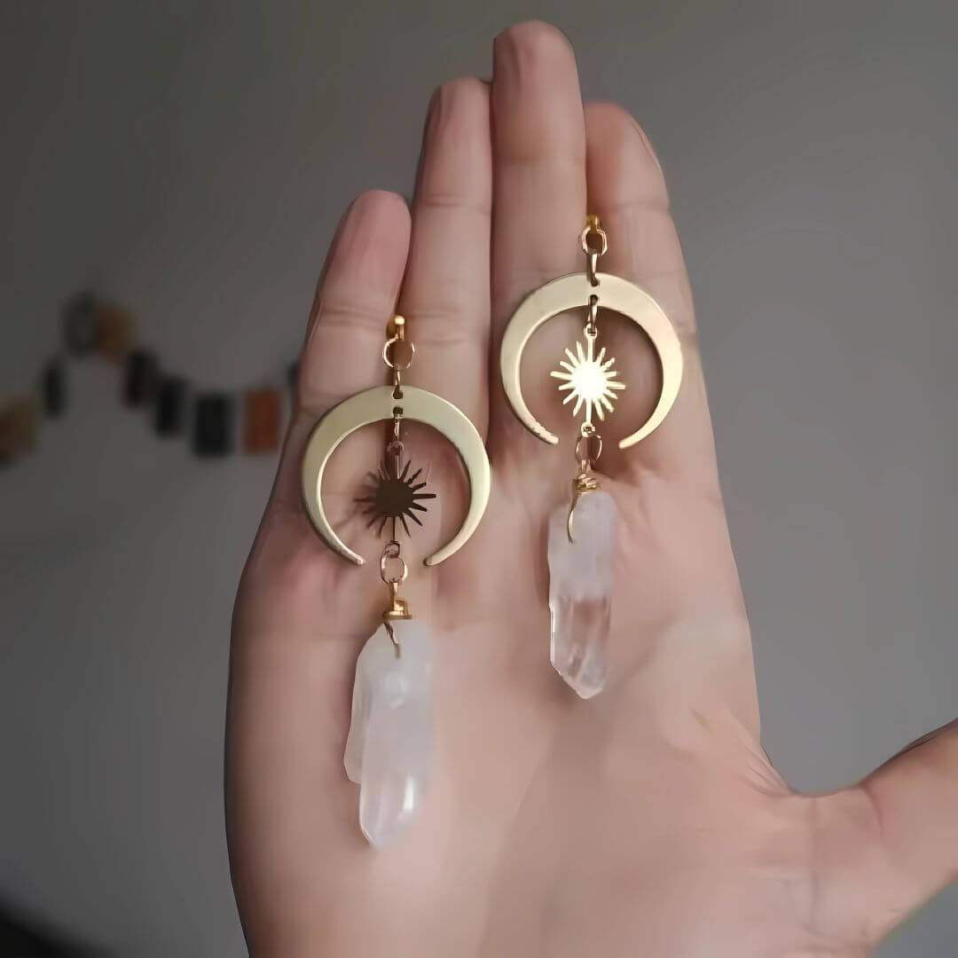 Boho Moon Crystal Drop Earrings - Diane Jewelry