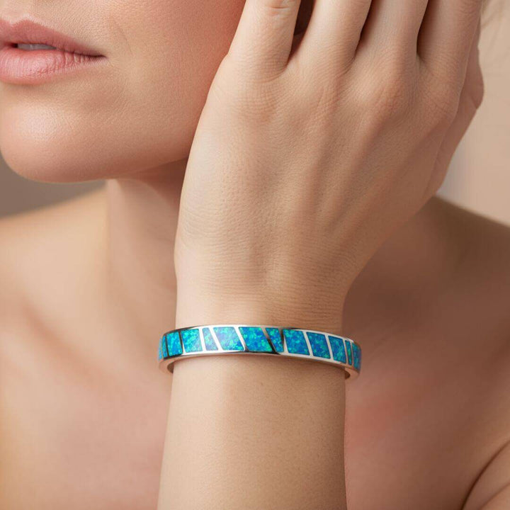 Sterling Silver Opal Cuff Bracelet