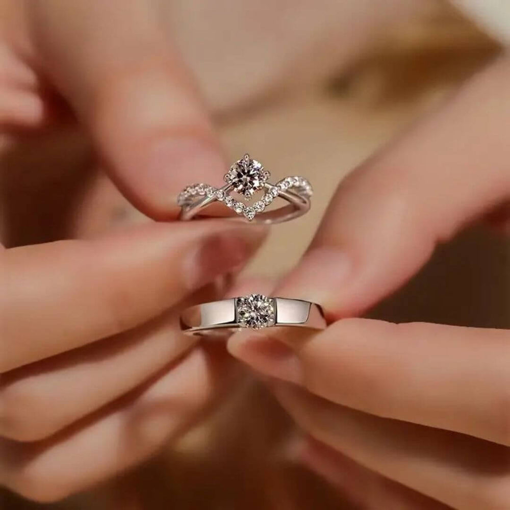 Matching Couple Engagement Ring Set - Diane Jewelry