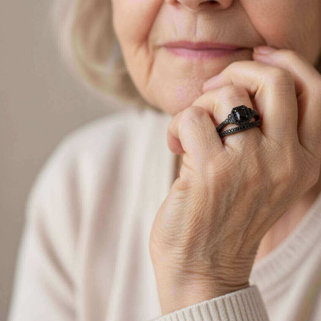 Sterling Silver Black Diamond Ring