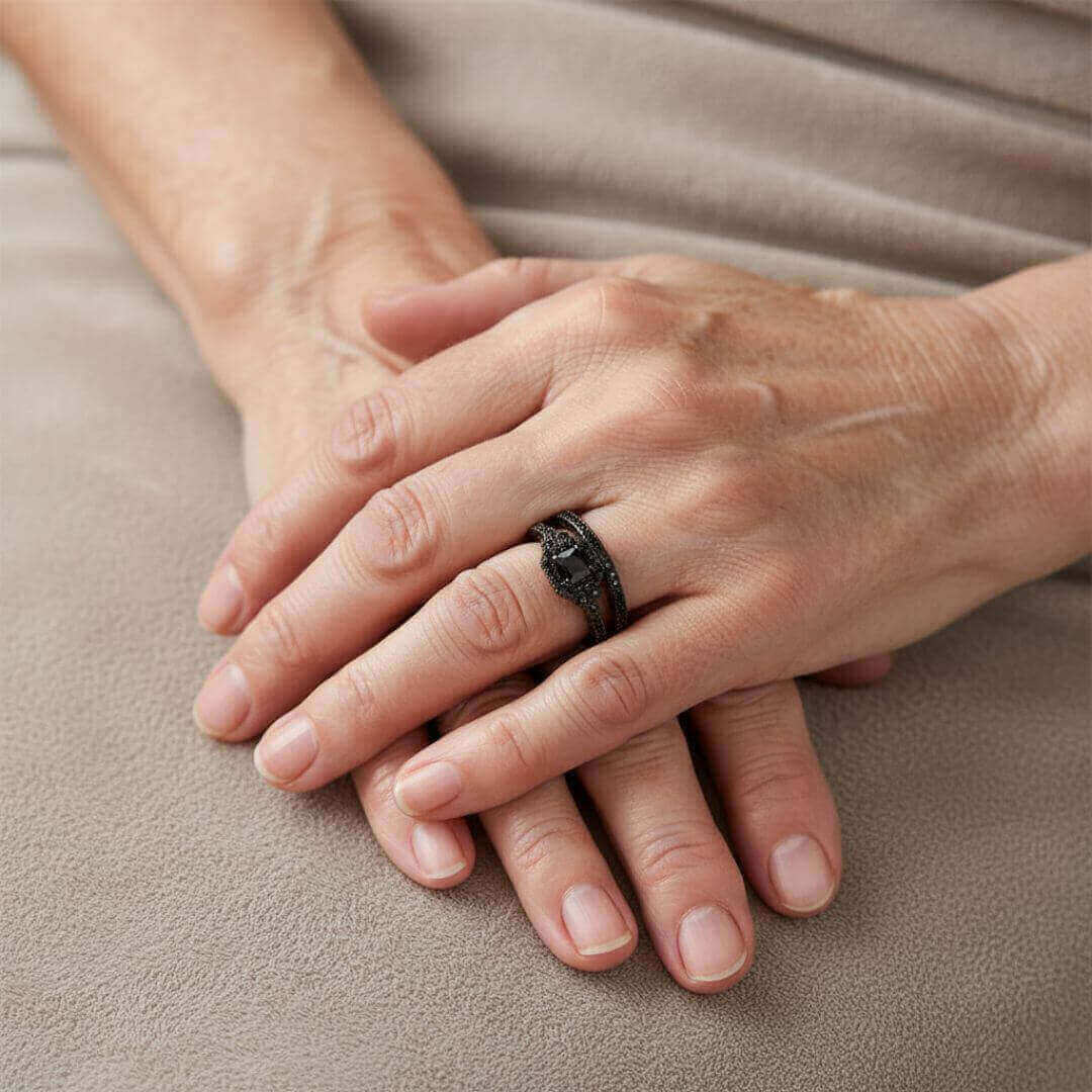 Sterling Silver Black Diamond Ring