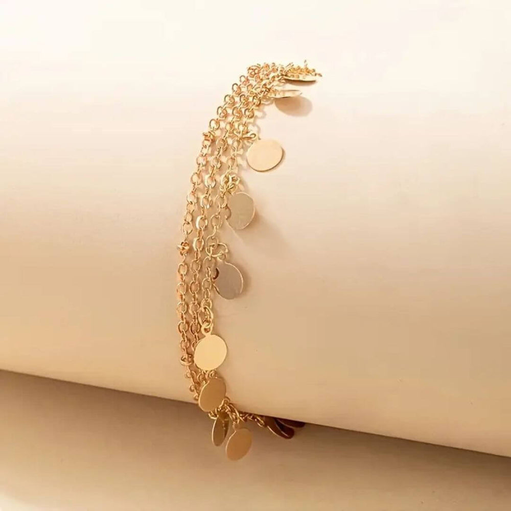 Gold Coin Dangle Chain Anklet - Diane Jewelry