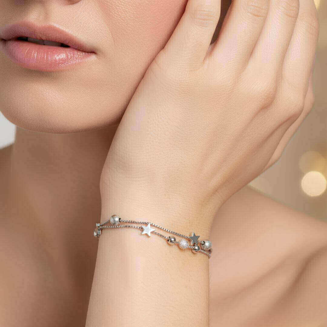 Sterling Silver Star Double Bracelet