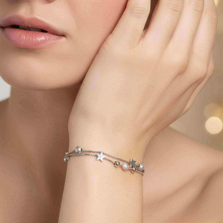Sterling Silver Star Double Bracelet