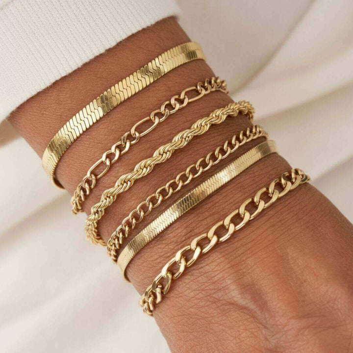 Gold Chain Stackable Bracelet Set