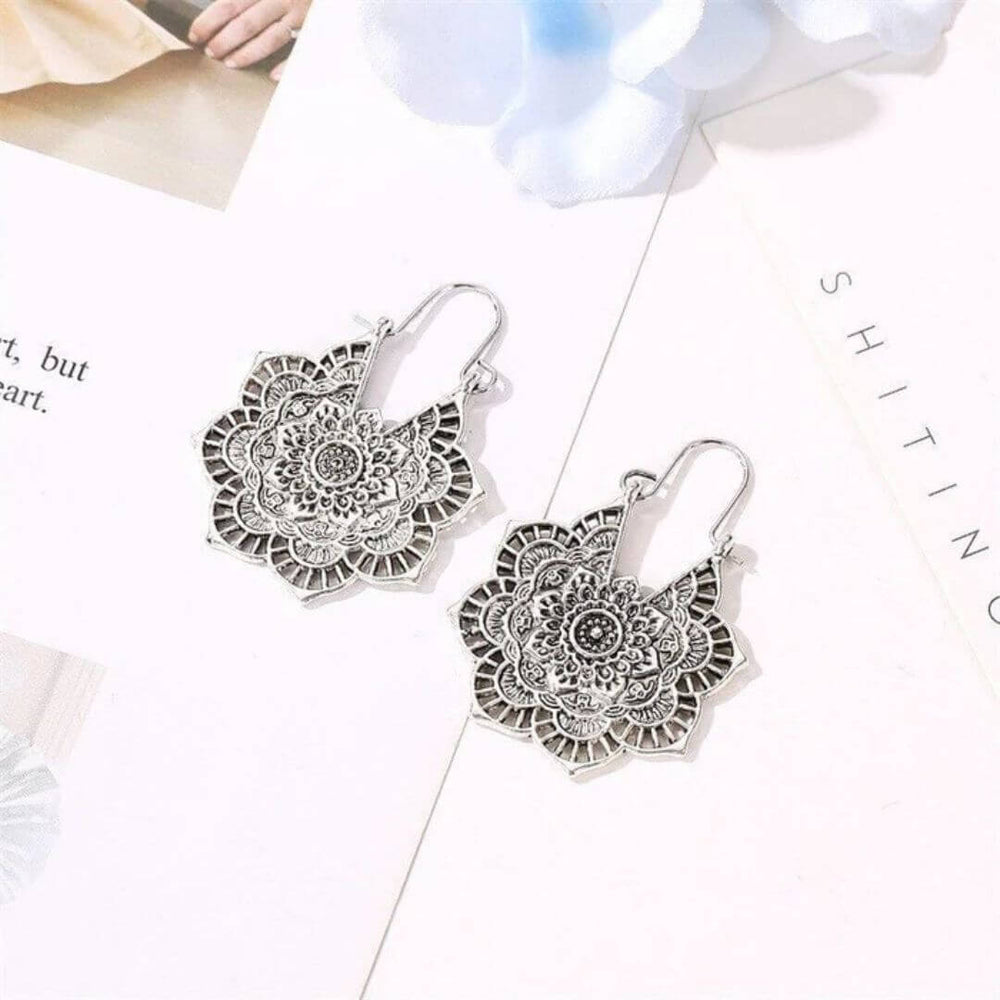 Gold Mandala Boho Dangle Earrings - Diane Jewelry