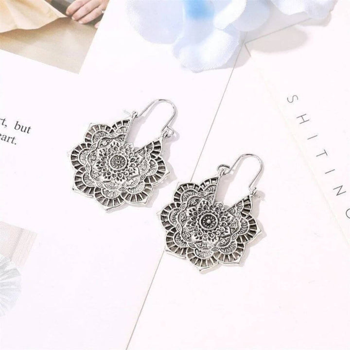 Gold Mandala Boho Dangle Earrings - Diane Jewelry