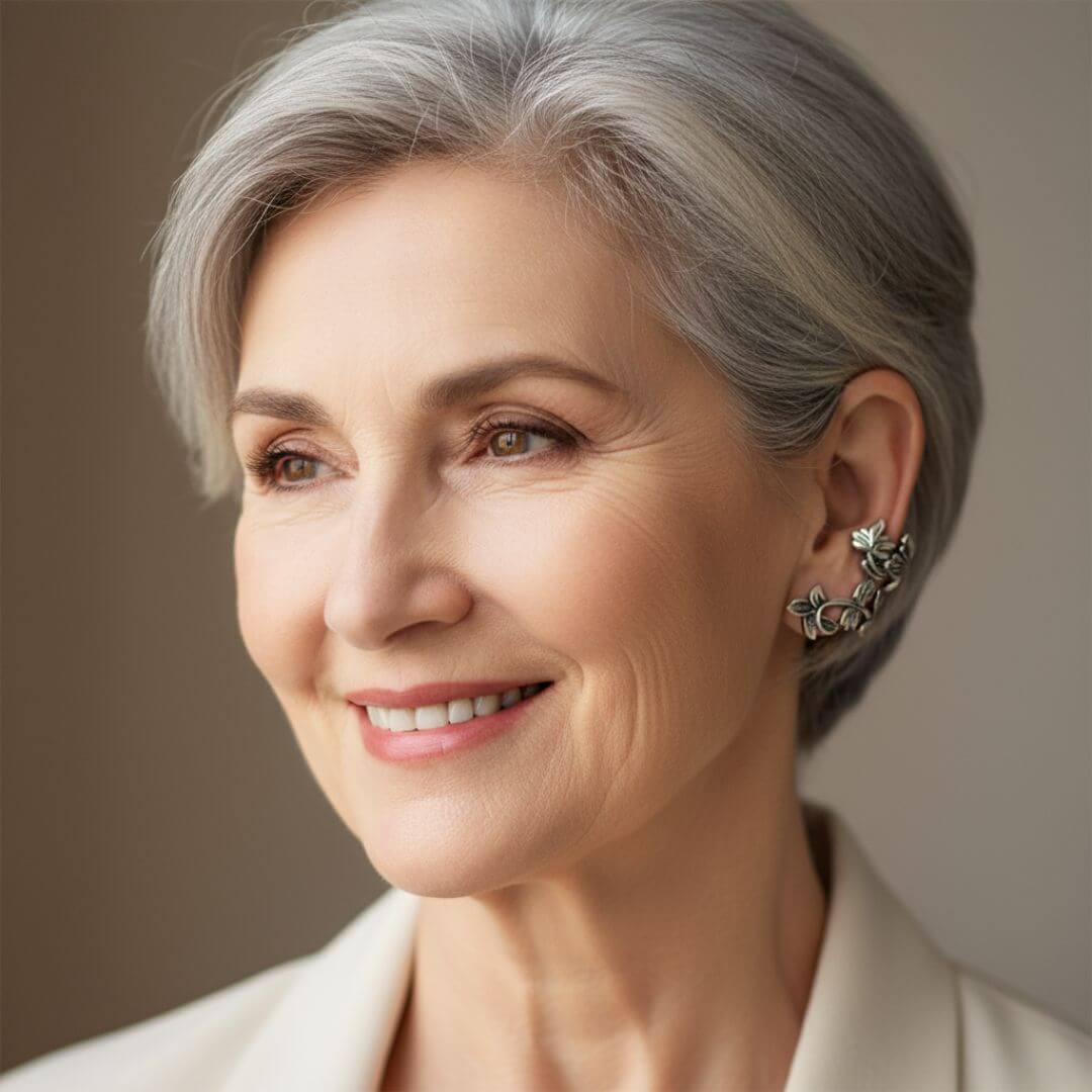 Silver Leaf Vine Ear Cuff