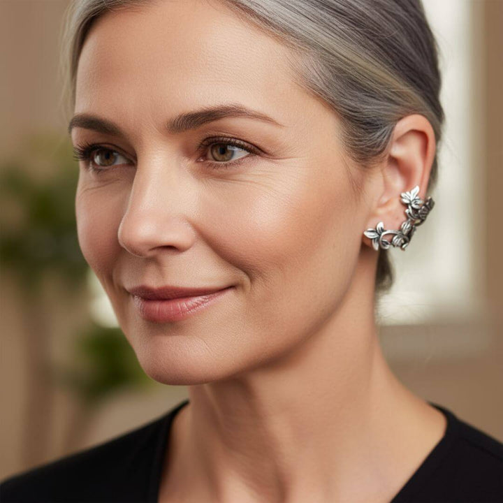 Silver Leaf Vine Ear Cuff