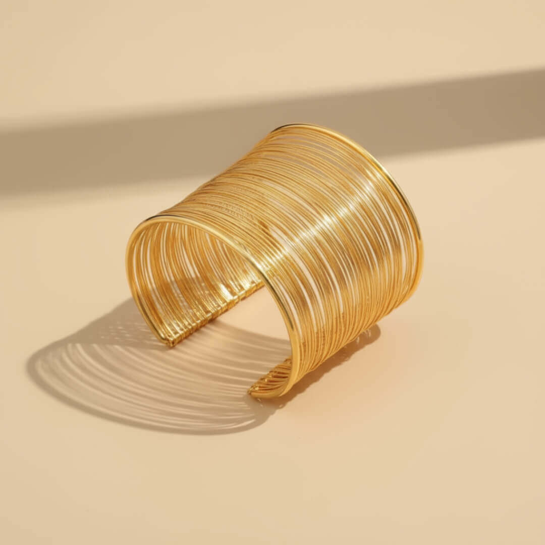 Gold Wire Wide Cuff Bracelet