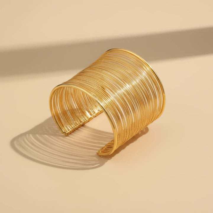 Gold Wire Wide Cuff Bracelet