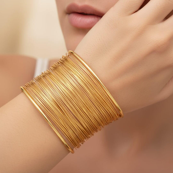 Gold Wire Wide Cuff Bracelet