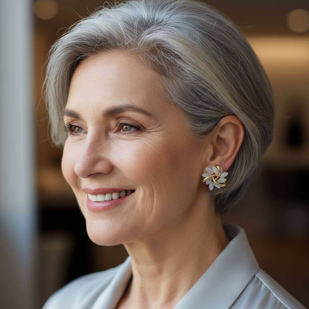 Floral Leaf Stud Twist Earrings