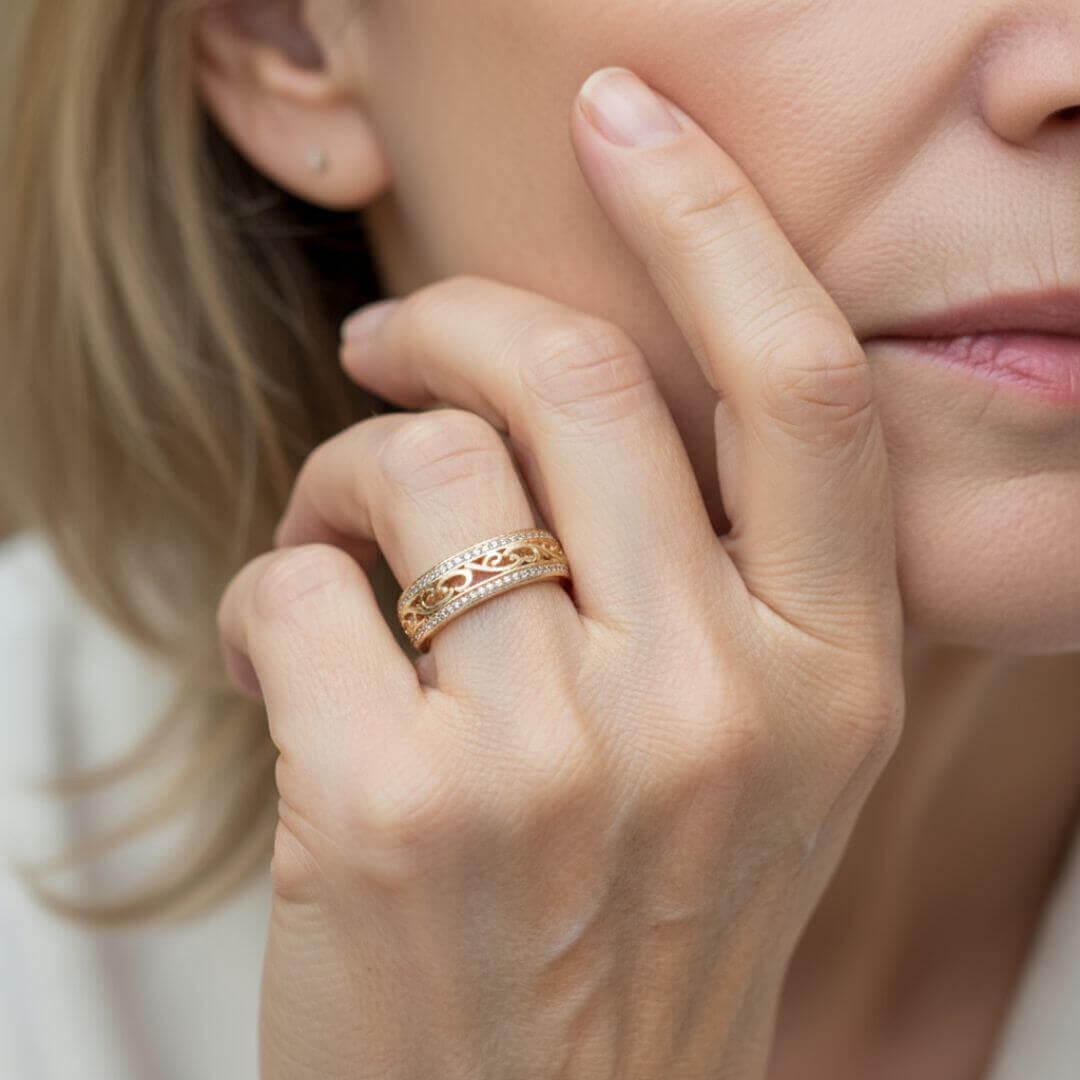 Gold Filigree Eternity Band Ring