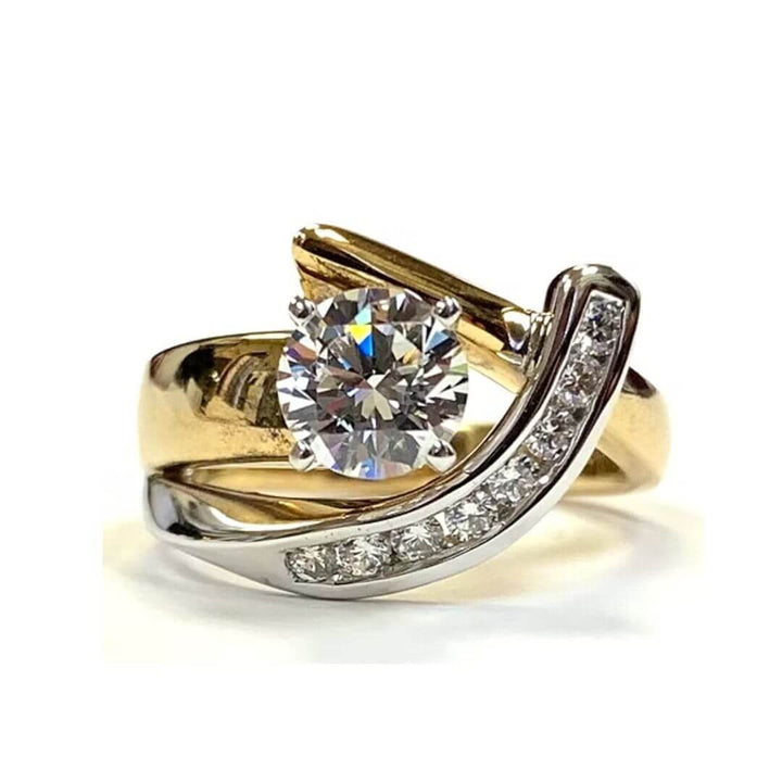 Gold Silver Swirl Diamond Ring