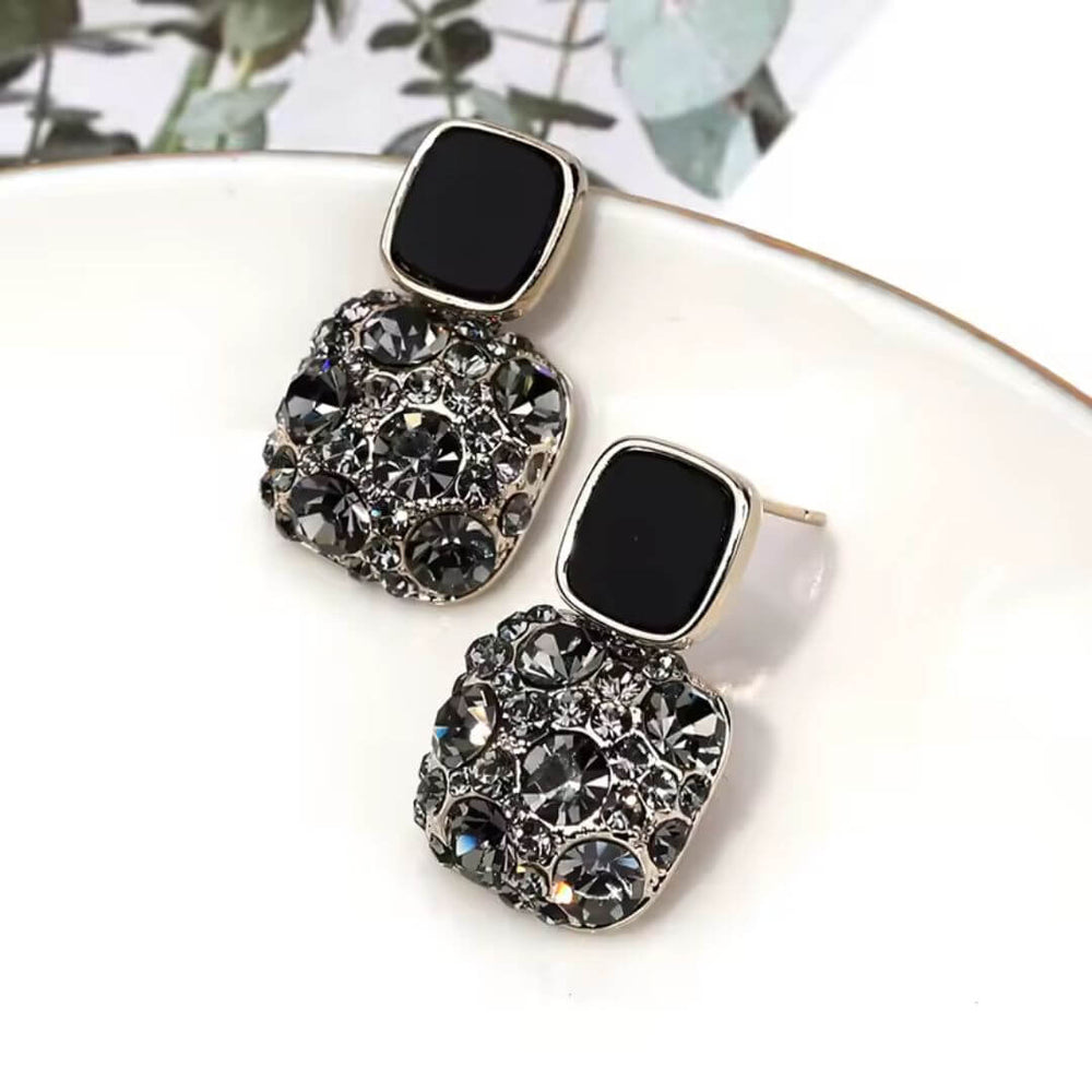 Purple Crystal Square Drop Earrings - Diane Jewelry