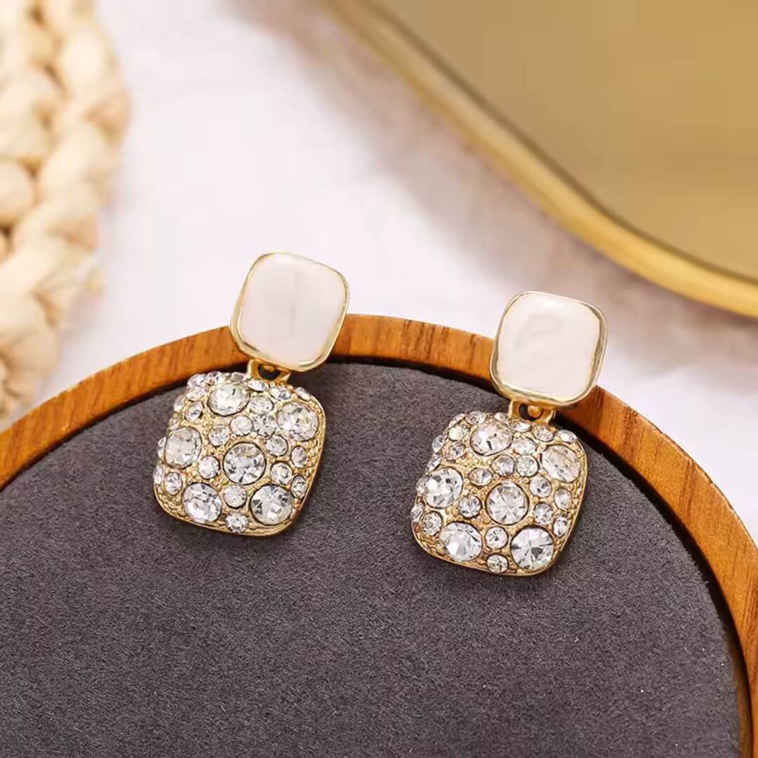Purple Crystal Square Drop Earrings - Diane Jewelry