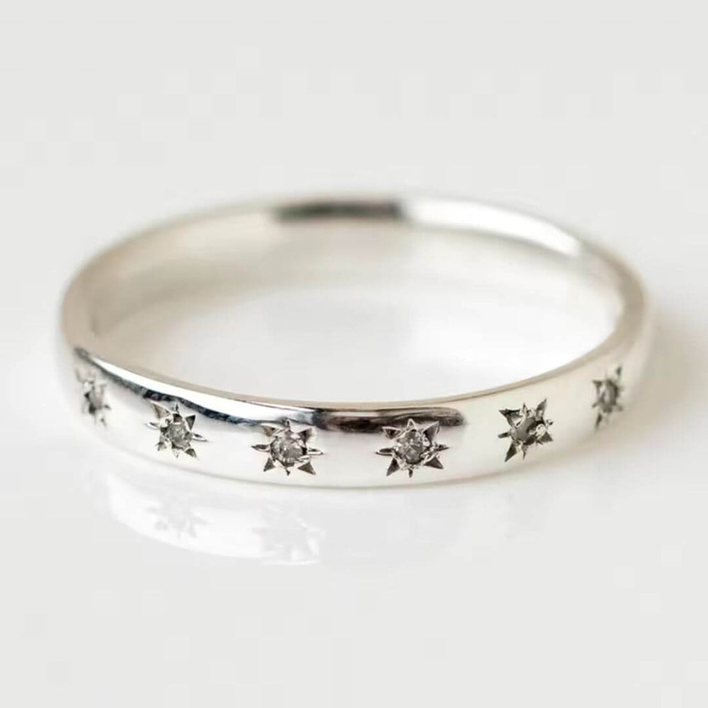 Gold Star Engraved Stacking Ring - Diane Jewelry