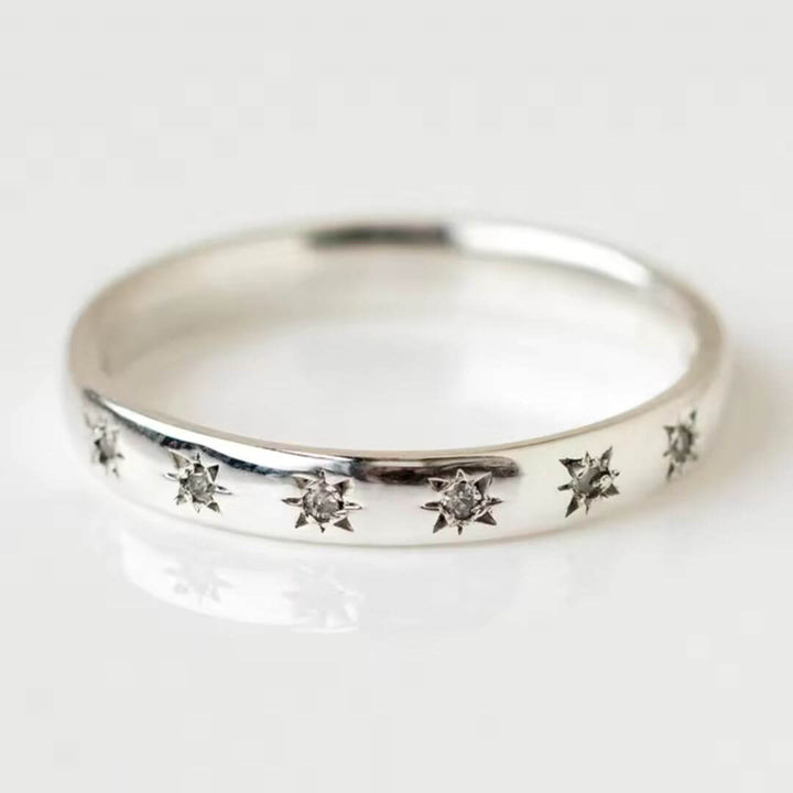 Gold Star Engraved Stacking Ring - Diane Jewelry