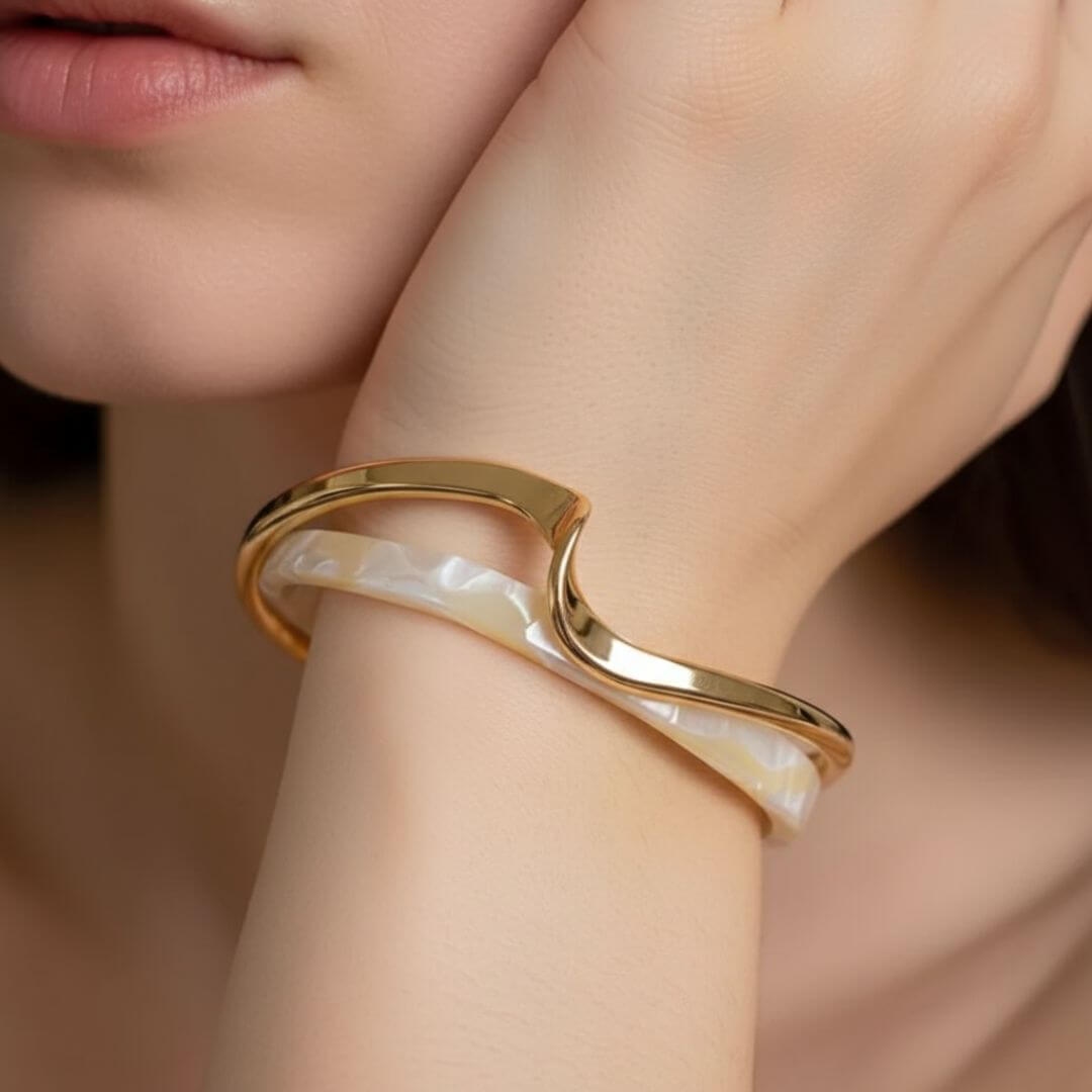 Gold Wave Open Cuff Bracelet
