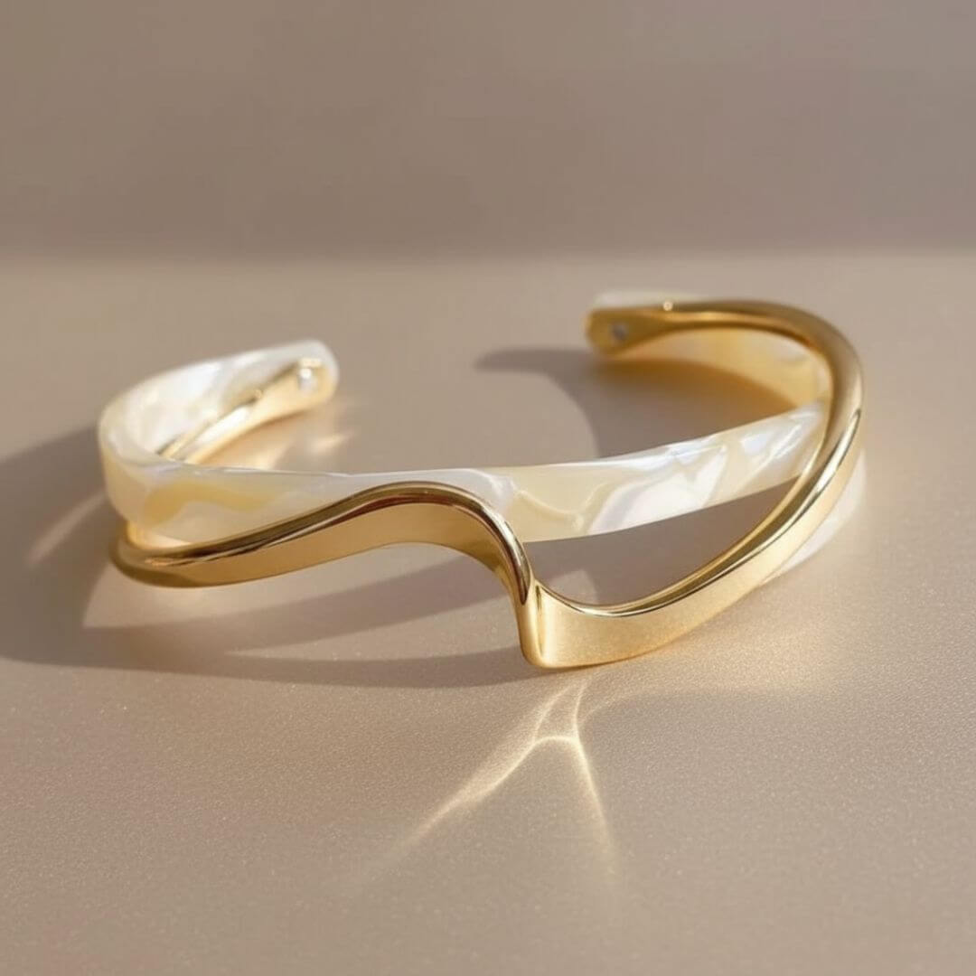Gold Wave Open Cuff Bracelet