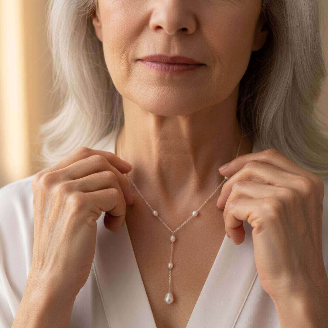 Delicate Gold Drop Pearl Necklace