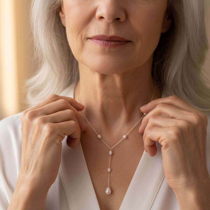 Delicate Gold Drop Pearl Necklace