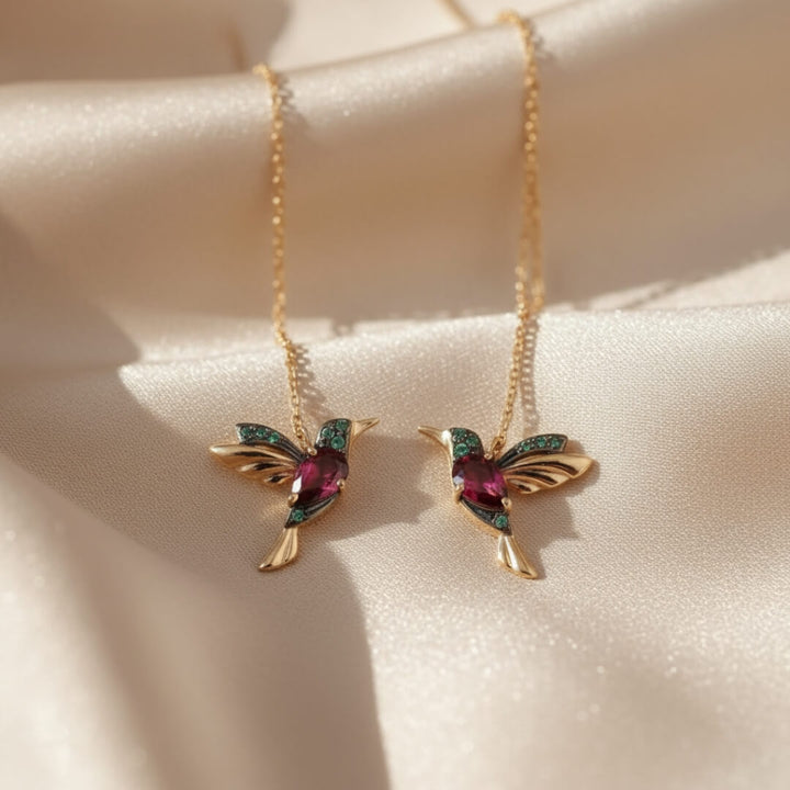 Hummingbird Threader Drop Earrings Gold