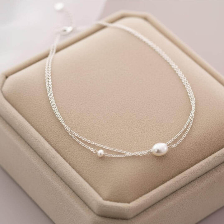 Layered Gold Dainty Pearl Necklace