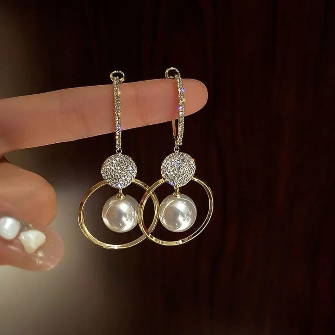 Sparkling Gold Hoop Earrings - Diane Jewelry