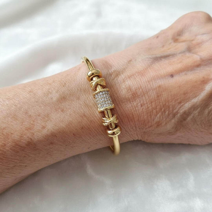 Gold Charm Beaded Cuff Bracelet
