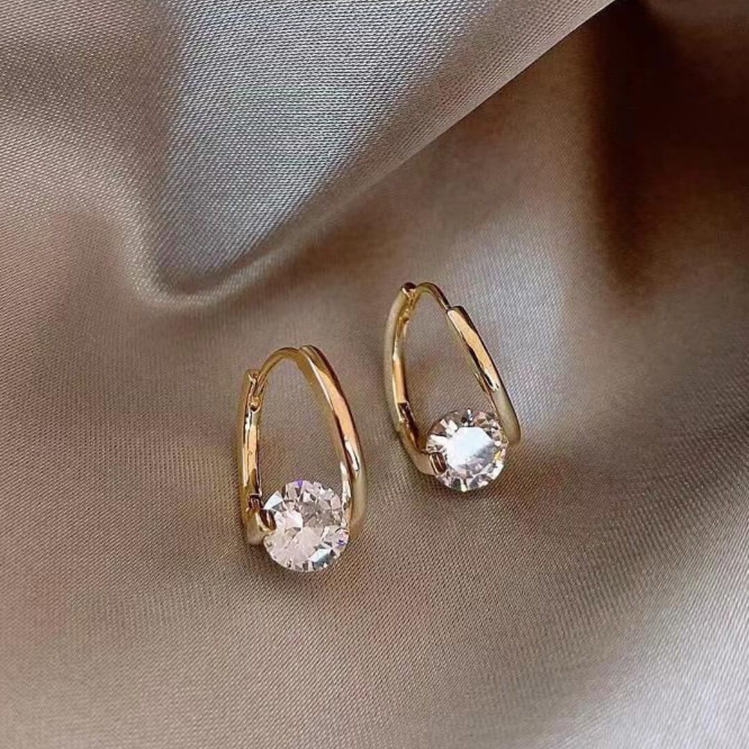 Gold Geometric Diamond Stud Earrings - Diane Jewelry